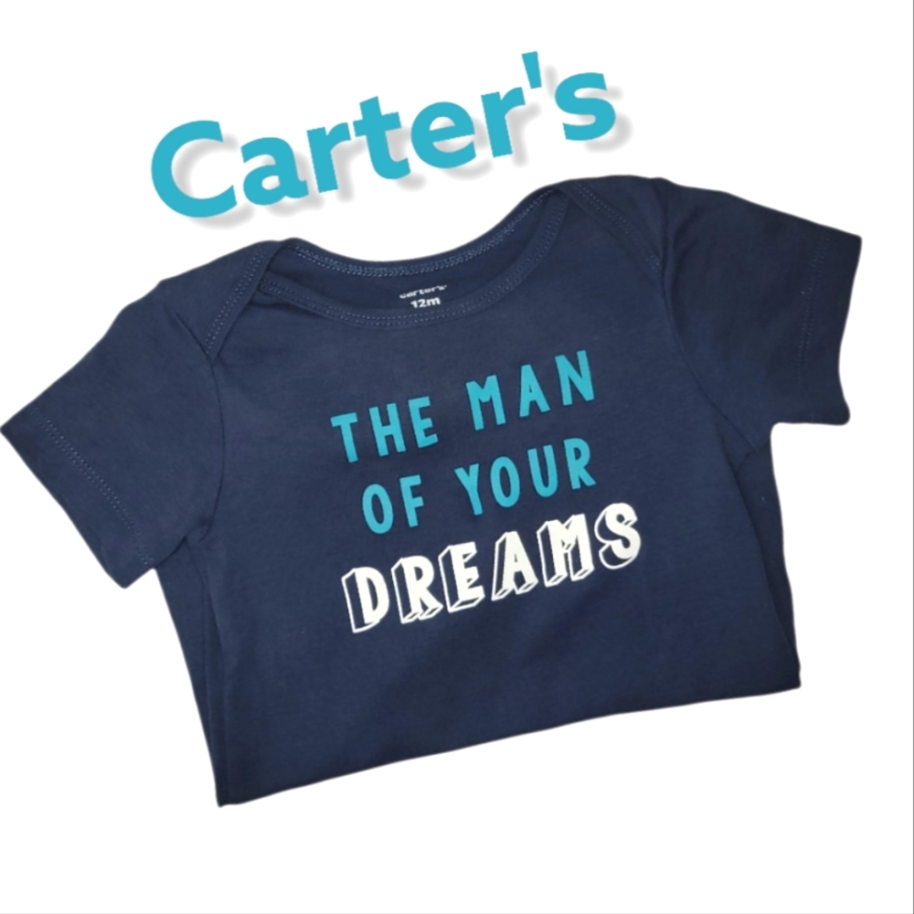 💥4/$25 Carter's "THE MAN OF YOUR DREAMS" Cotton Romper Size 12M